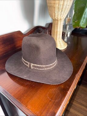 American Hat Company Felt Western Fedora Cowboy Hat Maxi Felt Size 6 3/4 Brown